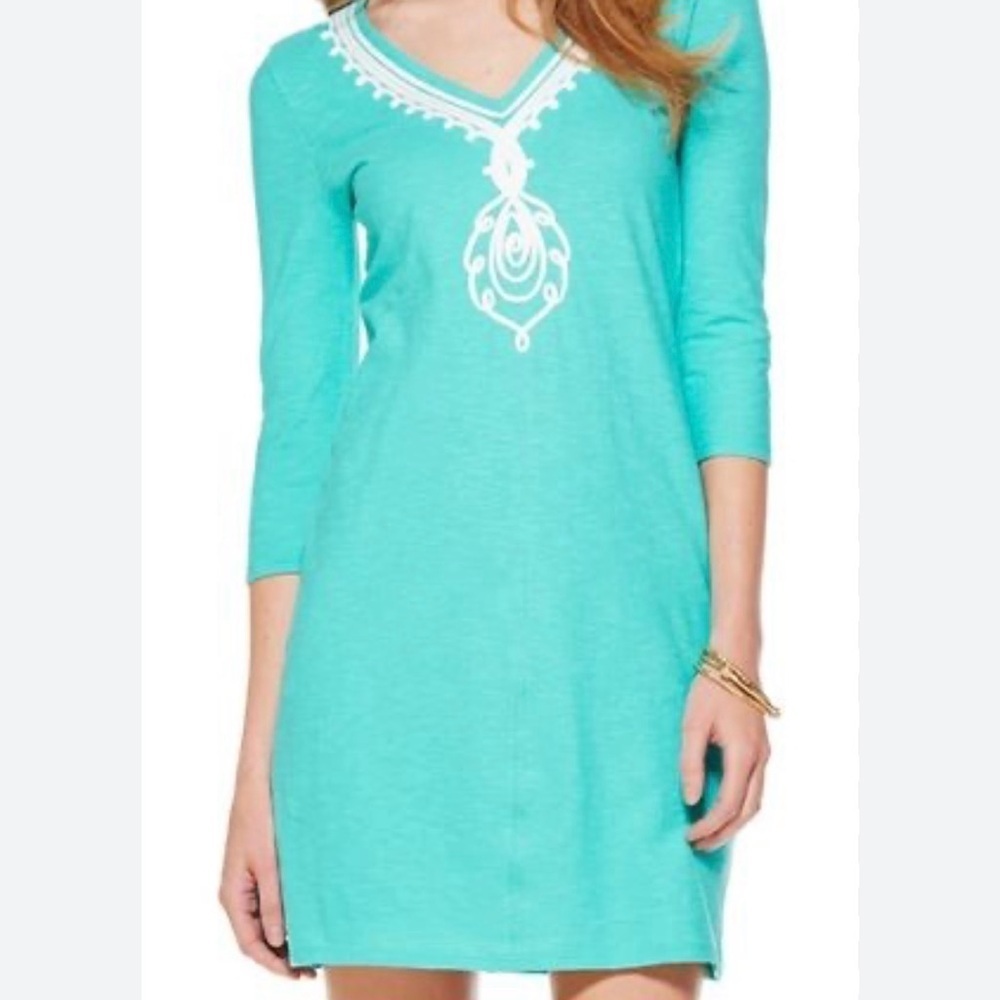 🌴Lilly Pulitzer Tidewater Tunic Dress Seafoam XS Very Good Condition